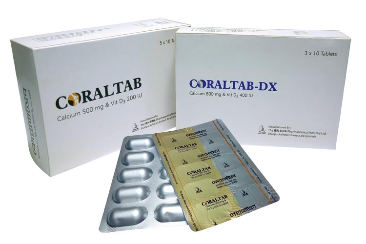 Tablet Coraltab 500mg+200iu (50pcs)