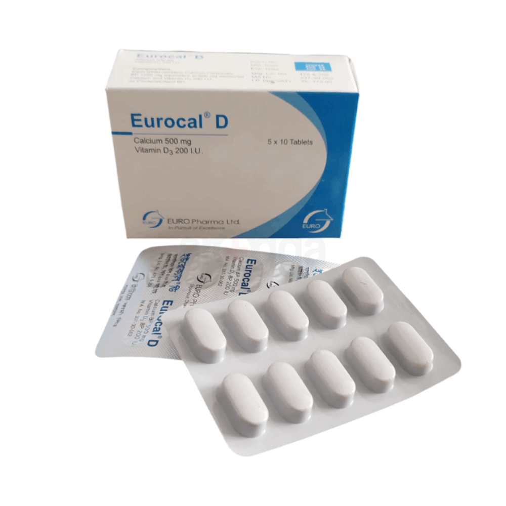 Tablet Eurocal-D 500mg+200iu (50 Pcs)