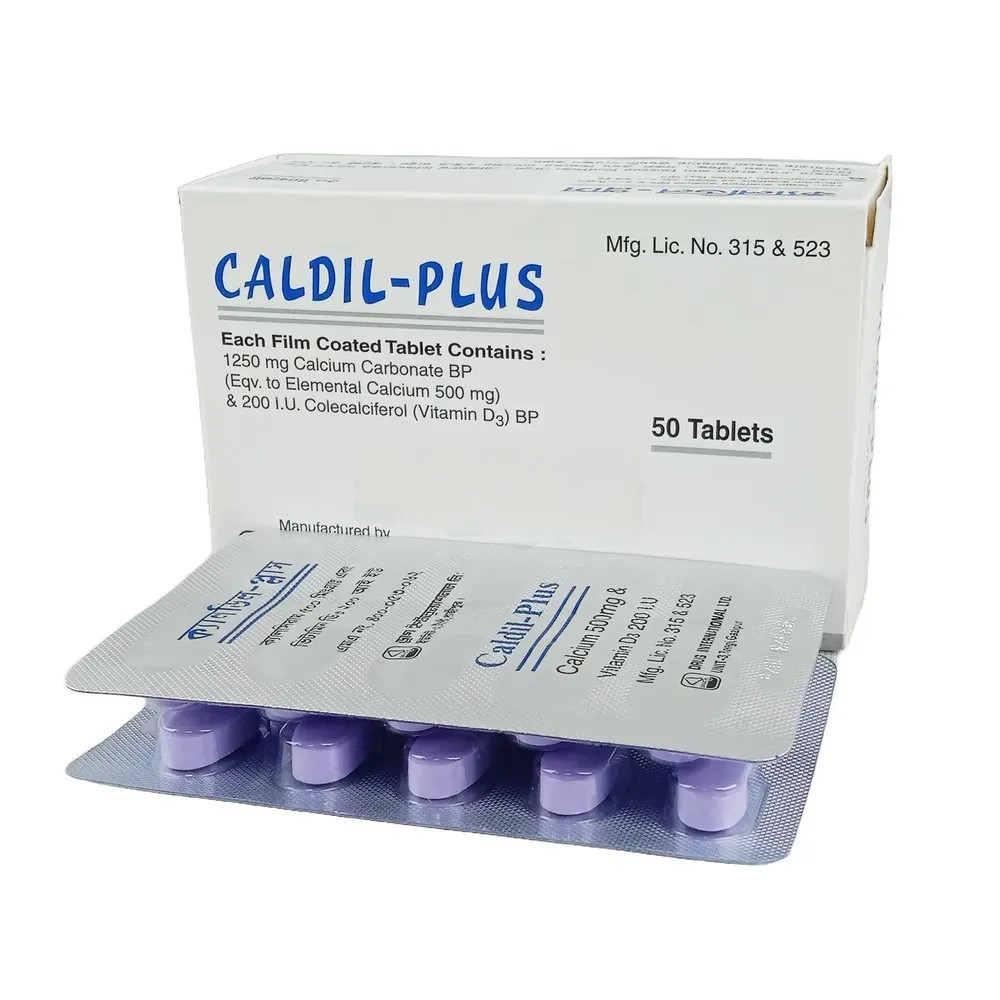 Tablet Caldil-Plus 500mg+200iu (50pcs)